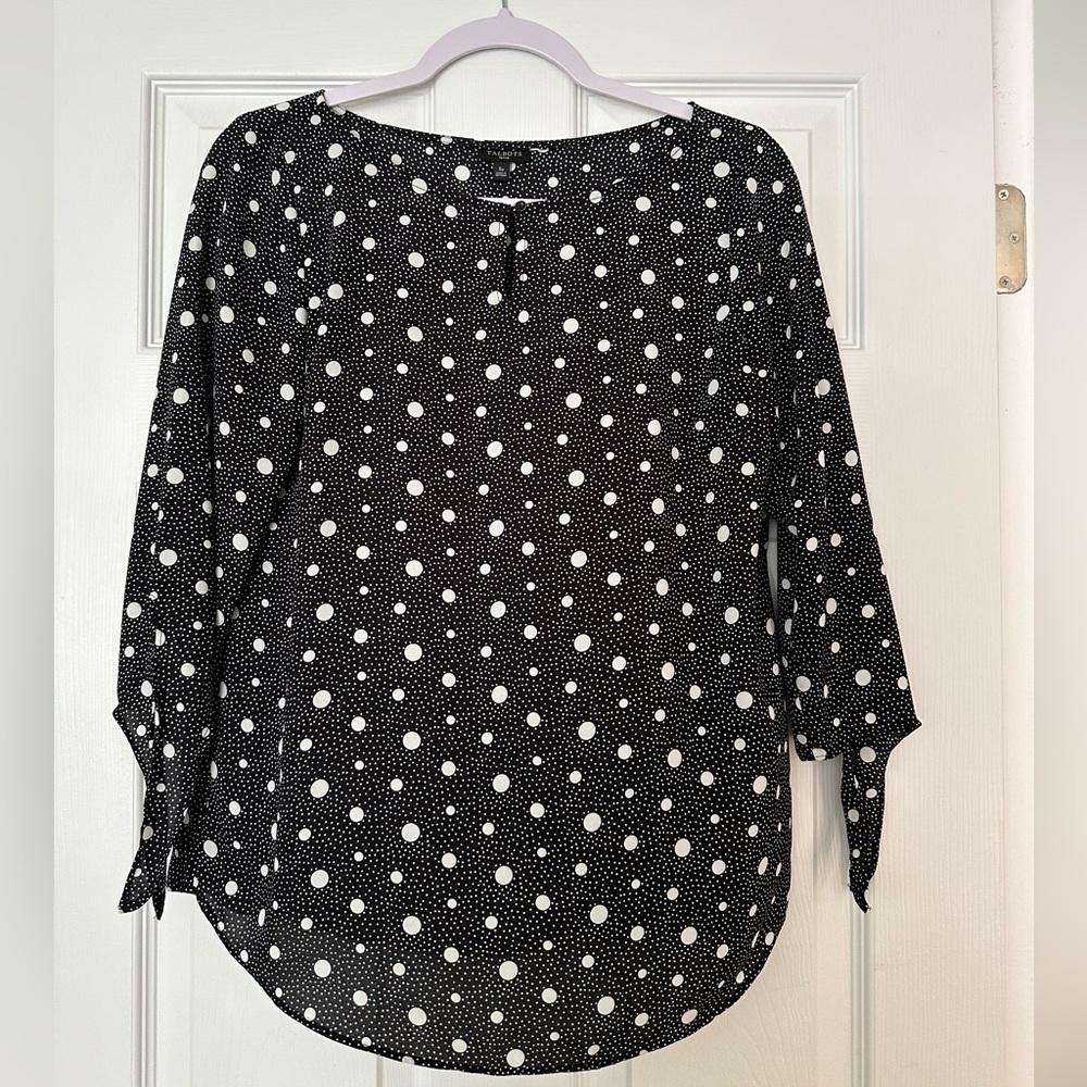 Talbots Polka Dot 3/4 Sleeve Blouse